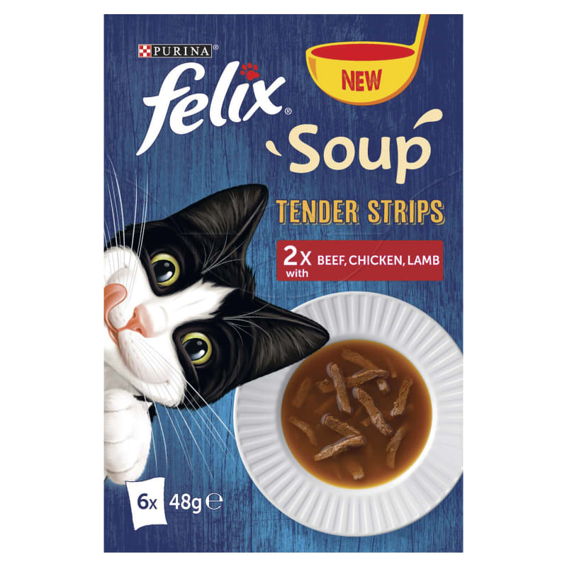 Felix Soup Tender Strips Adult Wet Cat Food Farm Selection 6 x 48g Farm Selection