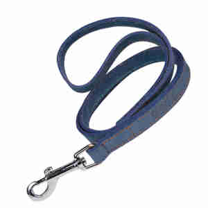 Laisse Gloria en Cuir Nubuck Bleu pour Chiens