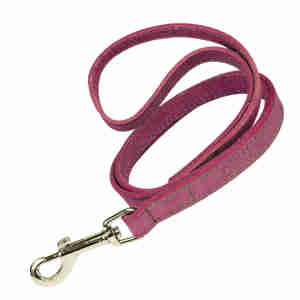 Laisse Gloria en Cuir Nubuck Rose pour Chiens