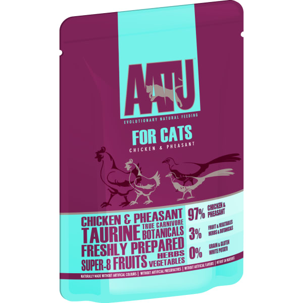 Aatu Grain-free Adult Wet Cat Food in Pouches - Chicken & Pheasant, 85g