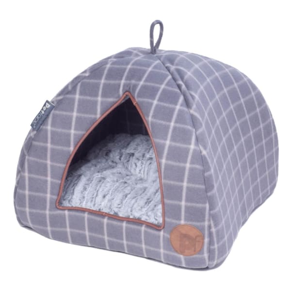 Petface Check Igloo Cat Bed Grey One Size 40cm x 40cm x 35cm